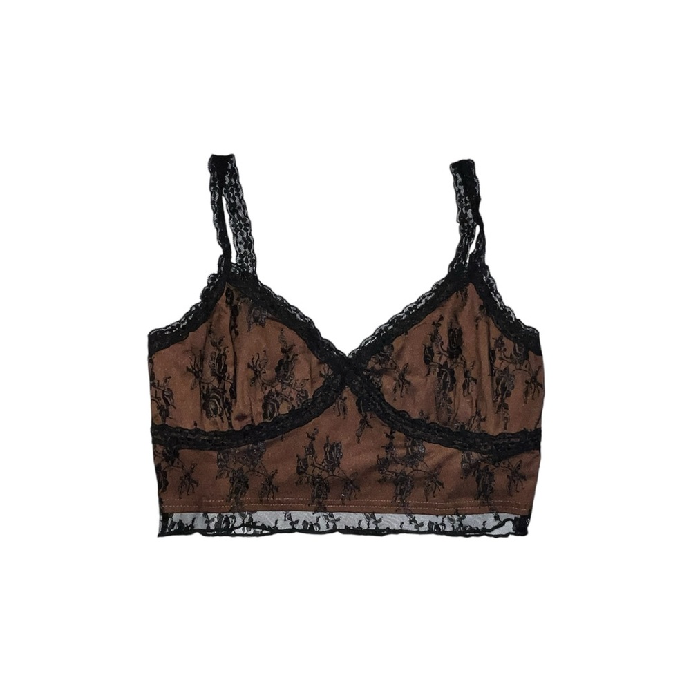 Romwe Brown and Black Lace Bralette, size Medium.